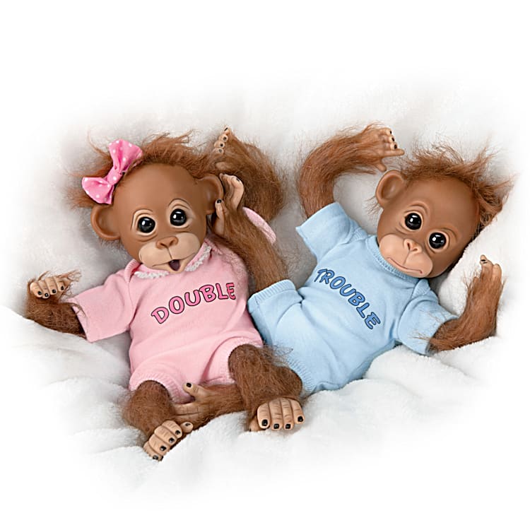 Buy One Get One Free Monkey Doll Set  by Ashton Drake New 
