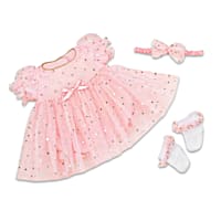 ワンピース Neck ribbon & heart bijou baby doll Celebration Dress Baby Doll Accessory Set With Metallic Dots