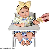 Realistic Baby Doll Featuring A Custom Lemon Print Top With