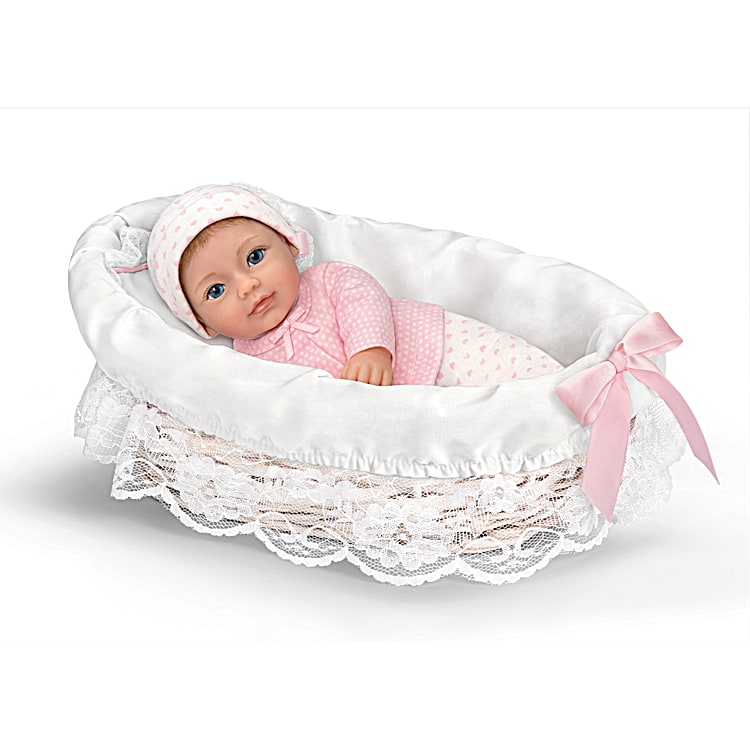 So Truly Real Baby Doll Accessories Wicker Bassinet With White