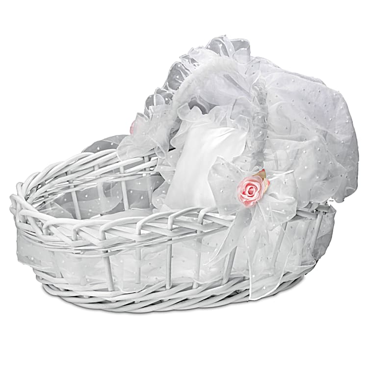 White wicker baby bassinet sale
