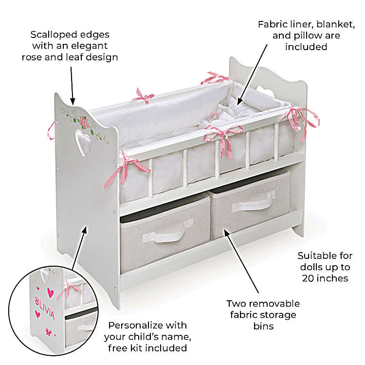 White Baby Doll Crib Accessory For Dolls Up To 20 Featuring A