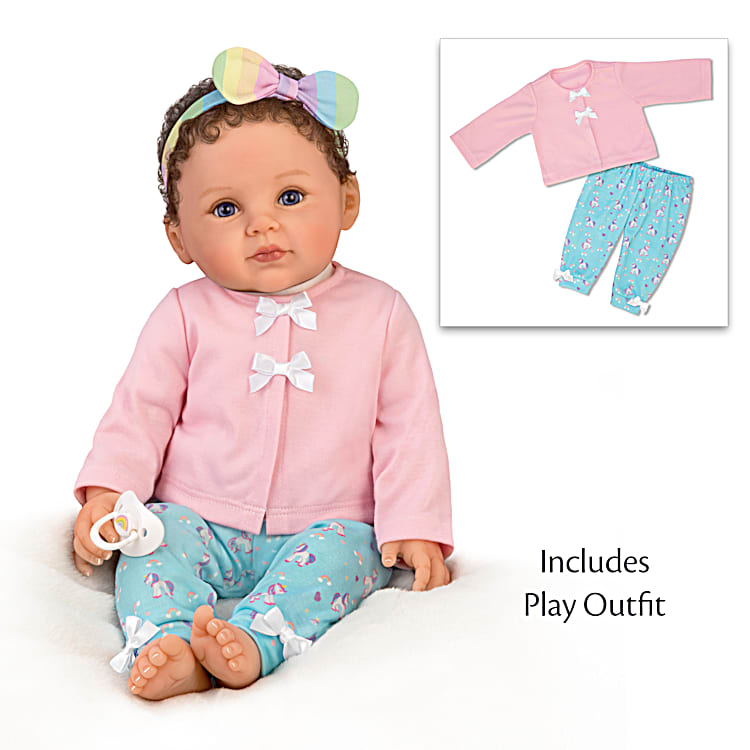 One-Of-A-Kind Katherine Lifelike Doll And Accessory Set With A 10-Piece Outfit Which Includes Cardigan, Pants, Tutu, Skirt, Shoes, Sleeper & More