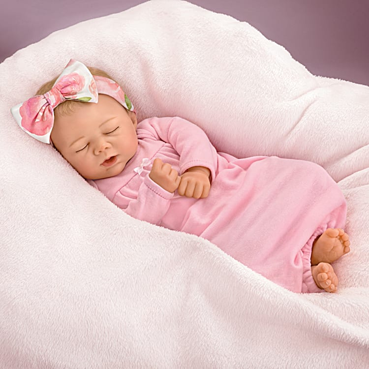 Marissa May Rosie Baby Doll With Custom Rose Print Swaddle Blanket