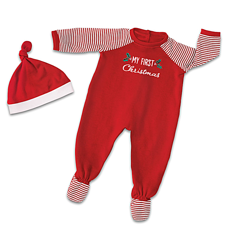 Custom Designed Christmas PJs Baby Doll Accessory Set With Candy