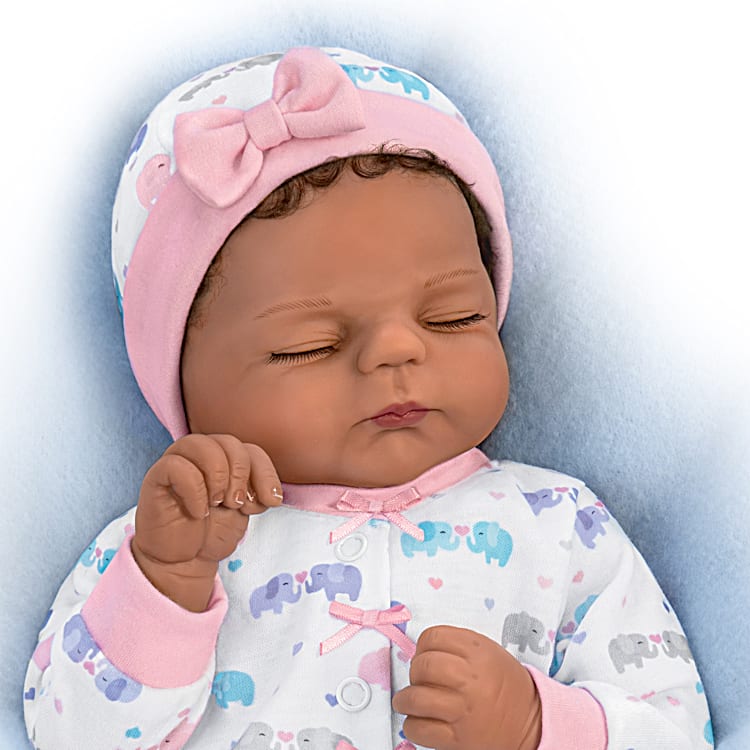 So Truly Real Nia Vinyl Baby Doll And Peanut Plush Elephant Set By