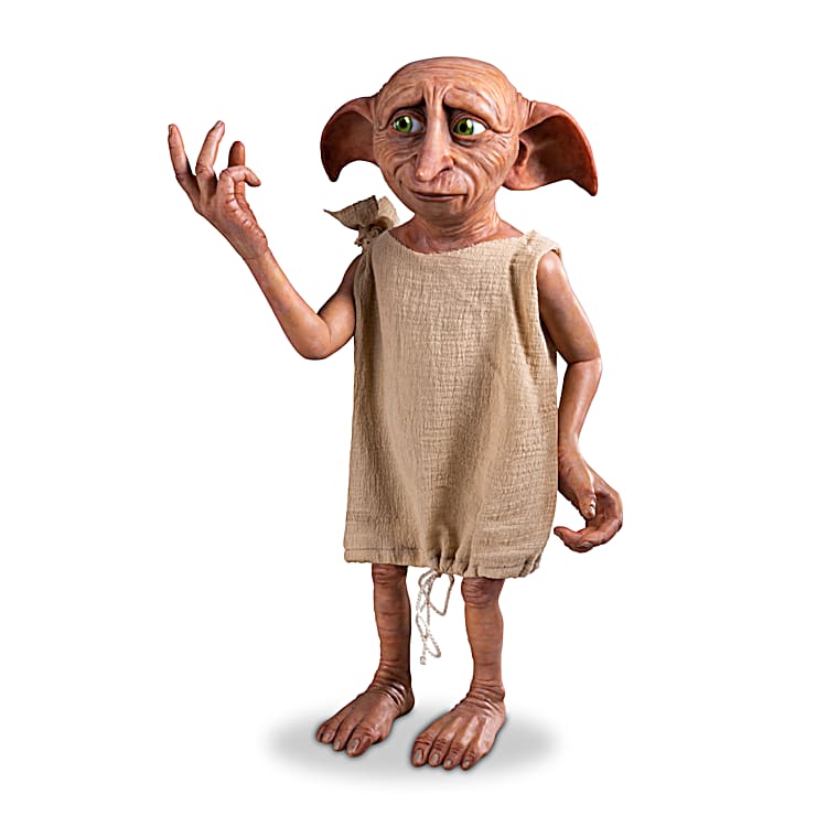 HARRY POTTER DOBBY THE HOUSE ELF Hand-Painted Poseable Portrait Figure  Featuring Cotton Pillowcase Outfit With Sock