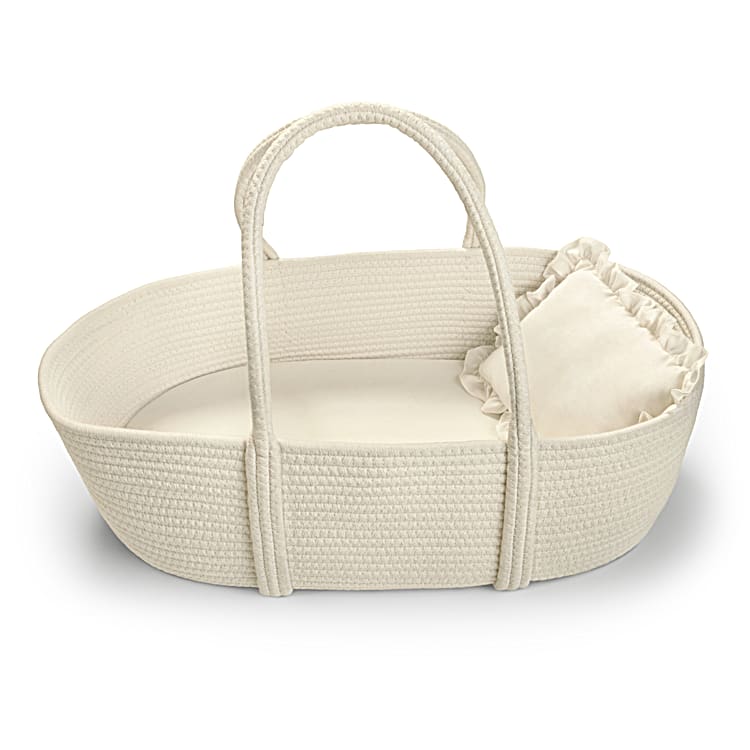 Moses White Rope Basket Doll Accessory With A Soft Pad And A