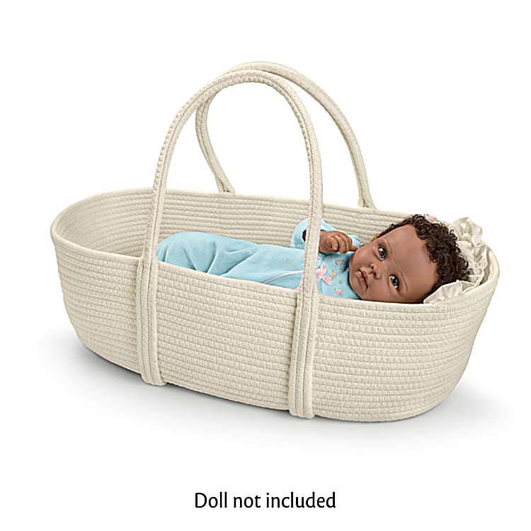 Moses White Rope Basket Doll Accessory With A Soft Pad And A