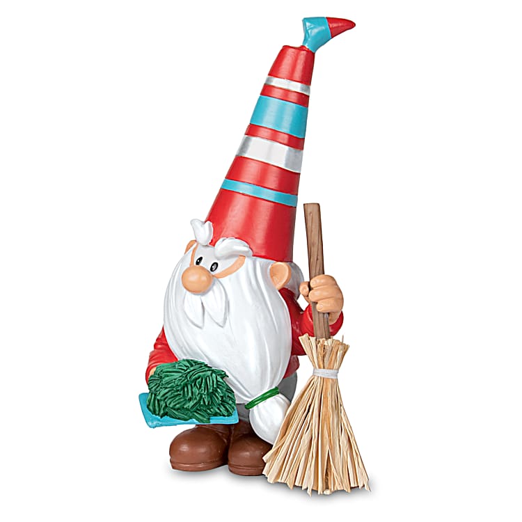 4 Tall Christmas Gnome 2-Piece Figure Set Featuring Fabric Accents