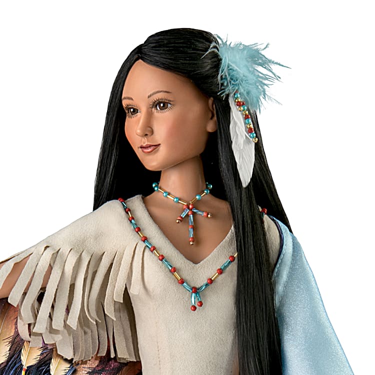 Legend Of The Spirit Pony Hand Painted Portrait Doll Featuring A Faux Suede Buckskin Dress And Shawl With Shaman Art By Laurie Prindle
