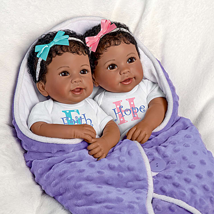 So Truly Real Hope And Faith Realistic Twin Baby Doll Set