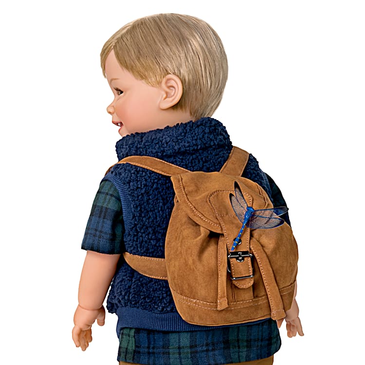So Truly Real Little Explorer Hand-Painted Toddler Doll With Custom Outfit  Including A Plaid Shirt, Khaki Joggers, Sherpa Vest And Boots