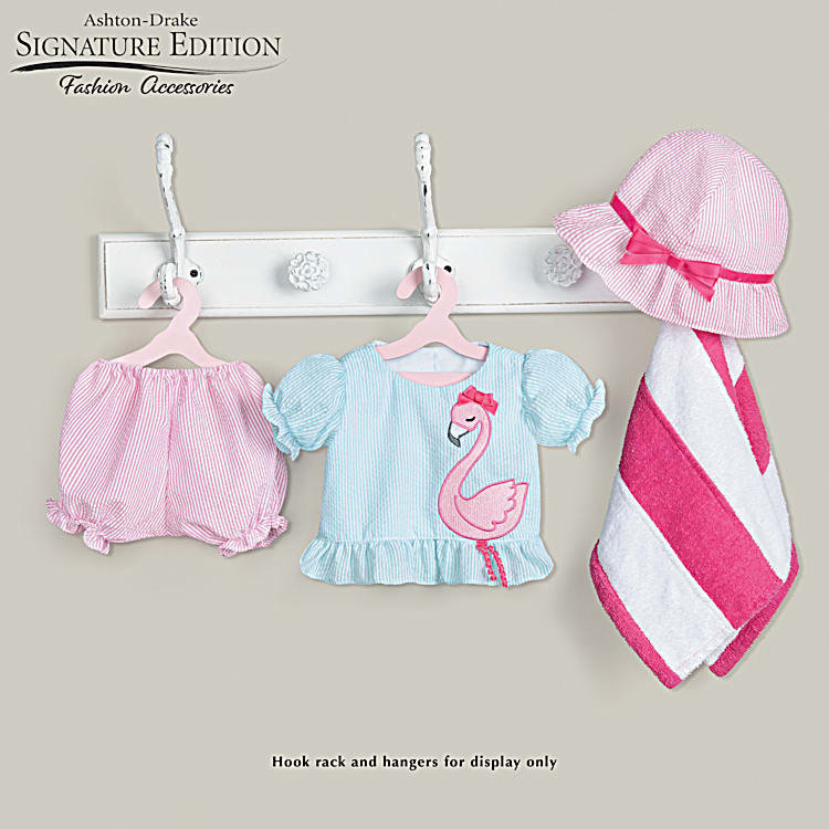 4 Piece Flamingo Themed Beach Ensemble That Fits Baby Dolls 17 To