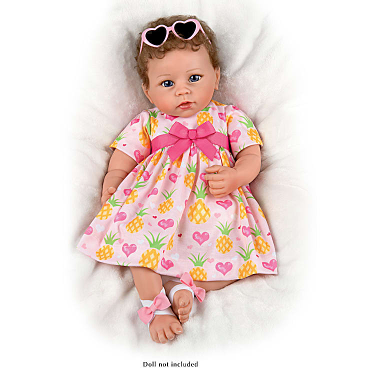 3-Piece Pineapple Print Dress Ensemble That Fits Baby Dolls 3-Piece Pineapple Print Dress Ensemble That Fits Baby Dolls