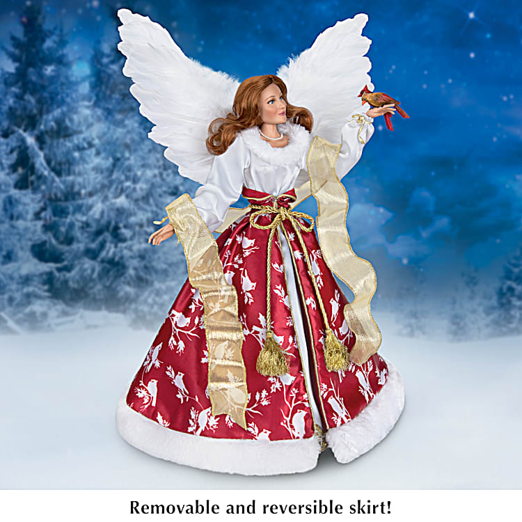 Christmas Angel Portrait Doll Featuring A Cardinal Themed Ensemble And Plays 4 Holiday Melodies