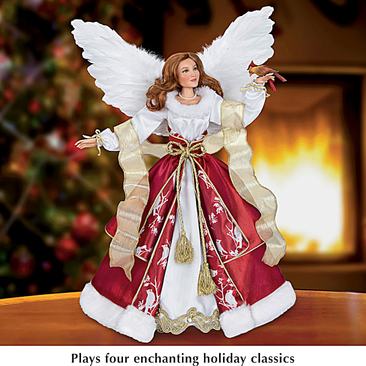 Christmas Angel Portrait Doll Featuring A Cardinal Themed Ensemble