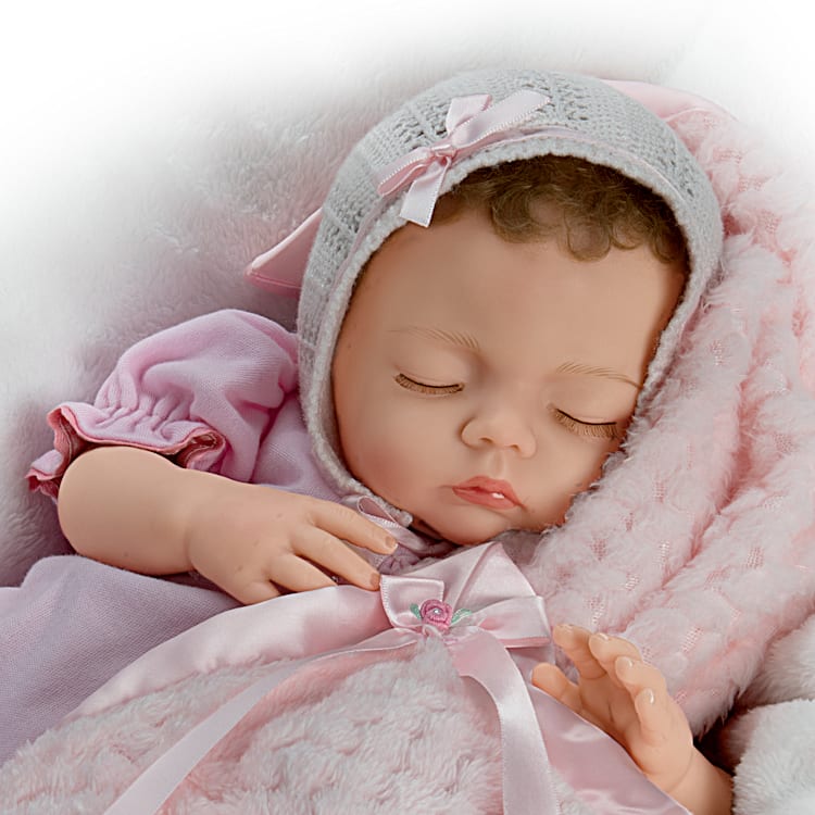 Hand-Painted Lifelike Baby Doll With Rose Embroidered Longall