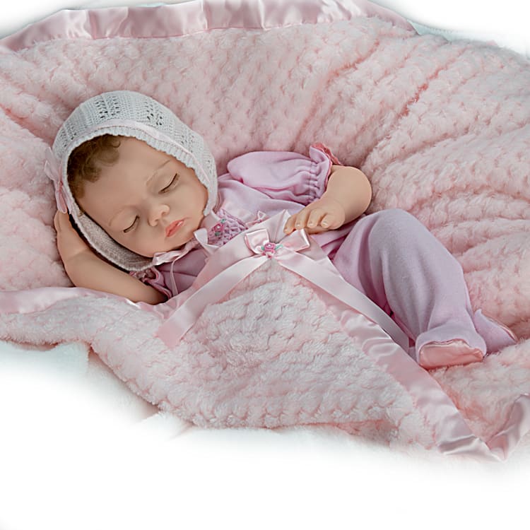 Hand-Painted Lifelike Baby Doll With Rose Embroidered Longall
