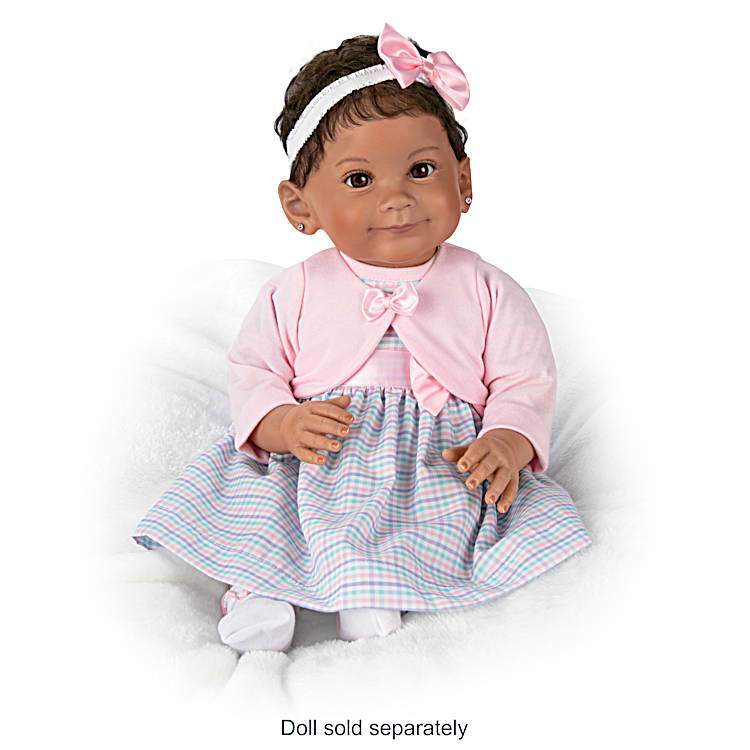 4-Piece Baby Doll Outfit With Satin-Trimmed Dress By