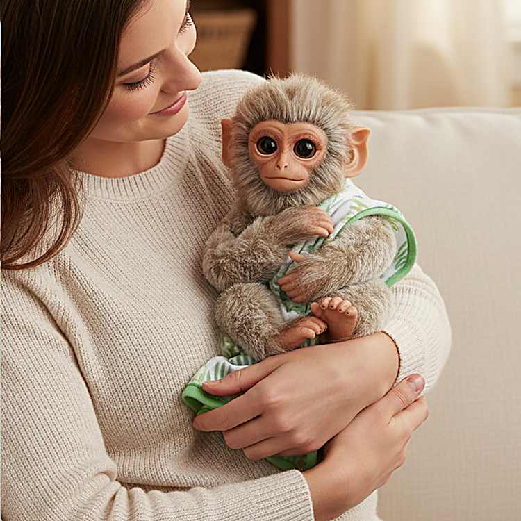 12 Borneo Southern Pig-Tailed Macaque Monkey Doll With Realistic