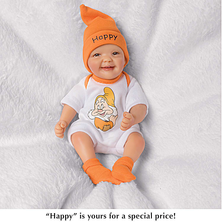 Disney Snow White And The Seven Dwarfs 6 Baby Dolls With Custom One Piece Knit Cap Matching Socks