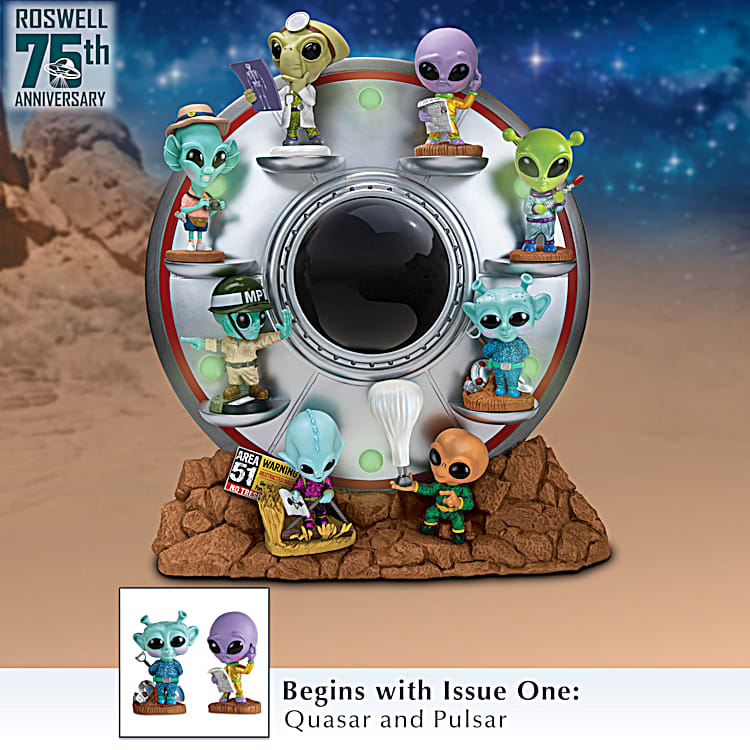 Return To Roswell Figure Collection Featuring Hand Painted Miniature Alien Figures That Are 3.5 Inches Tall