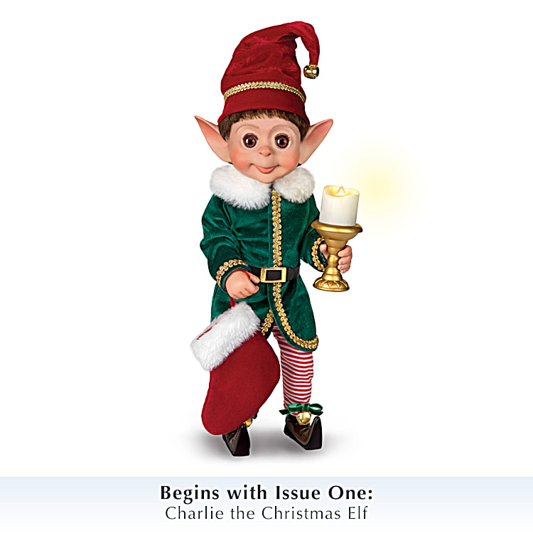 Charlie The Christmas Elf 14 Tall Poseable Doll Featuring An Elaborate  Fabric Costume With Illuminating Candle