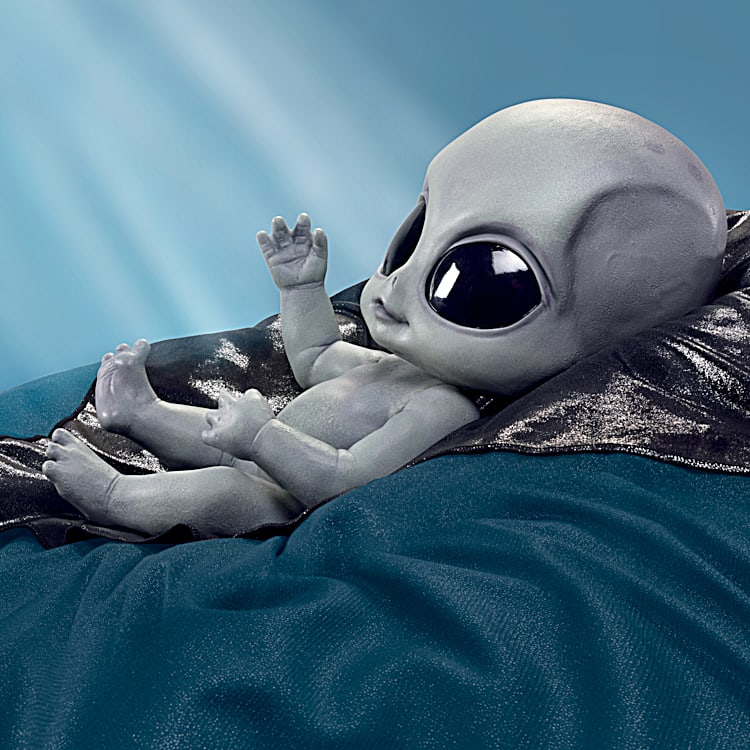 Ashton-Drake Galleries Lumina Alien Baby Doll - 16-inch, Glow-in-the-Dark, Poseable, With Blanket