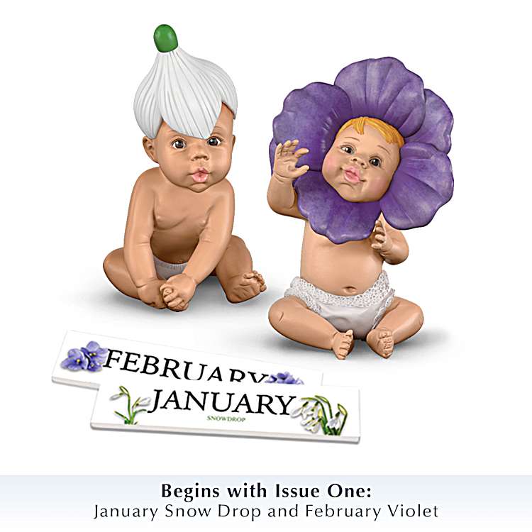Perpetual Calendar With 12 Baby Figures Wooden Month Plaques Day And Date Blocks And Metal Display
