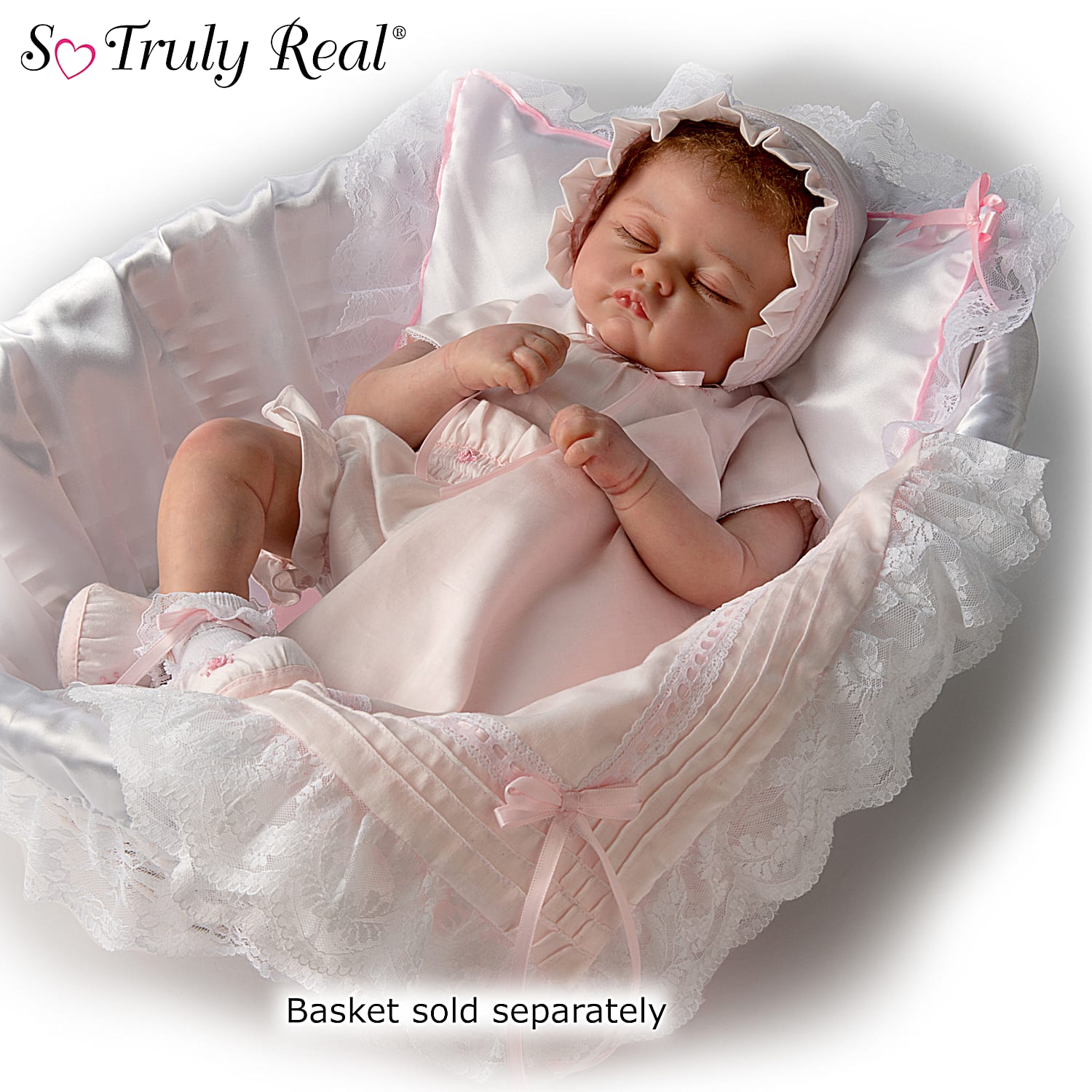 Quiet Moments Bella Rose Hand-Painted Reborn Baby Doll With Hand-Applied Eyelashes And Hand-Rooted Mohair Comes With A 7-Piece Tailored Ensemble