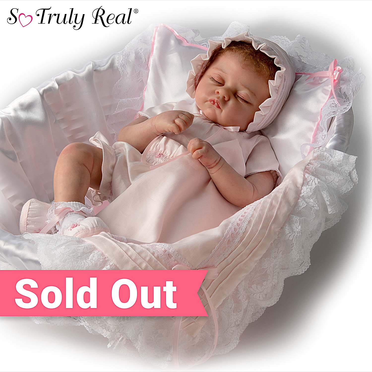 Quiet Moments Bella Rose Hand-Painted Reborn Baby Doll With Hand-Applied Eyelashes And Hand-Rooted Mohair Comes With A 7-Piece Tailored Ensemble