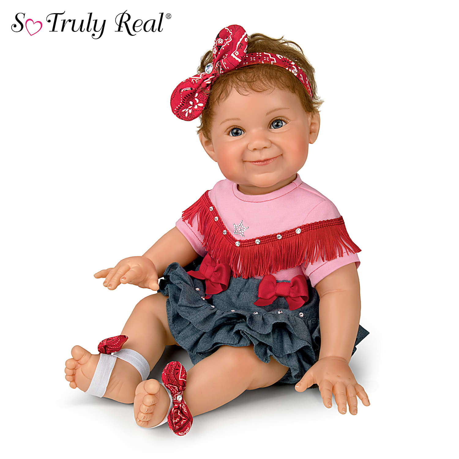 Lifelike Baby Doll Featuring An American Cowgirl-Inspired Outfit