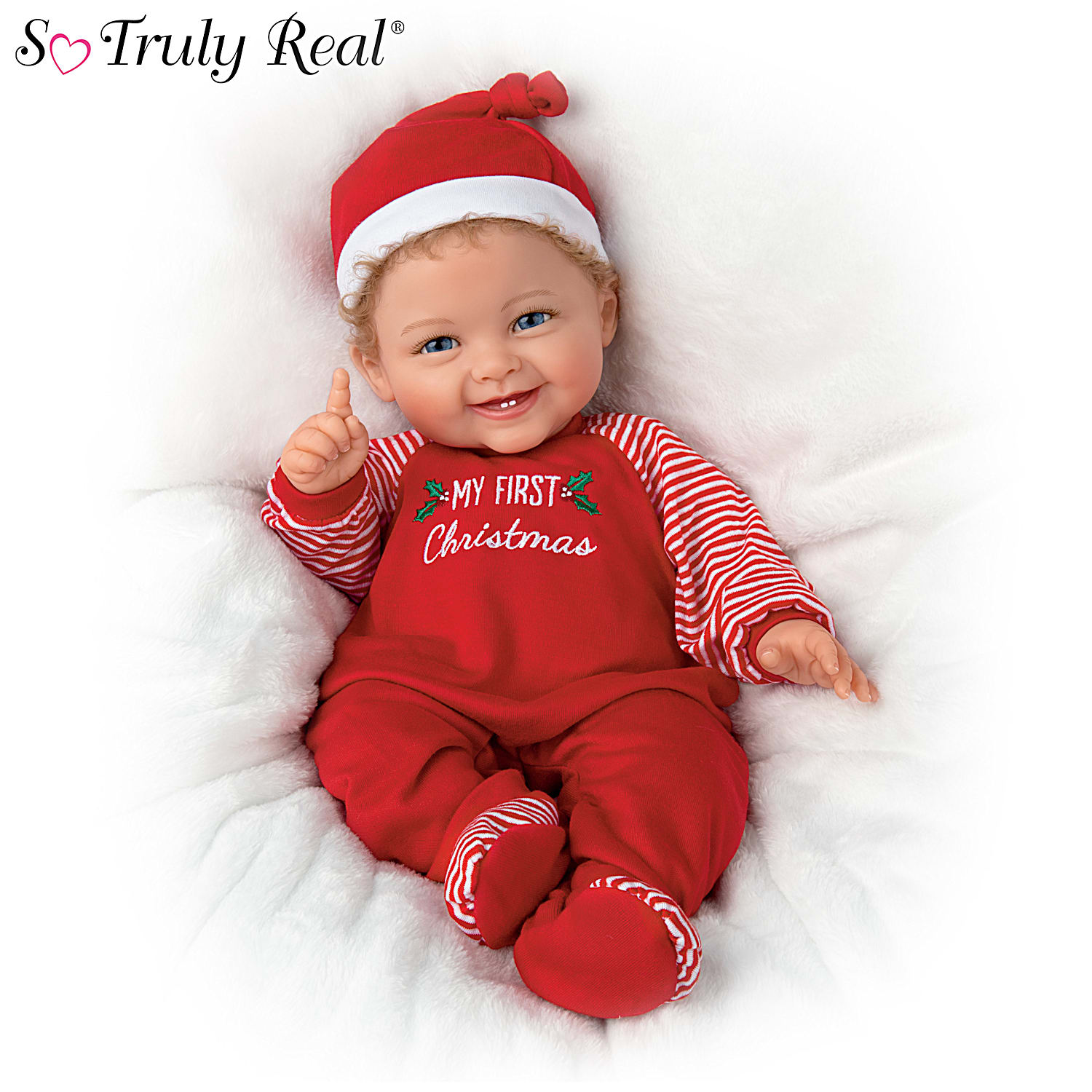 Lifelike Baby Doll With 2 Custom Designed Outfits Including Red