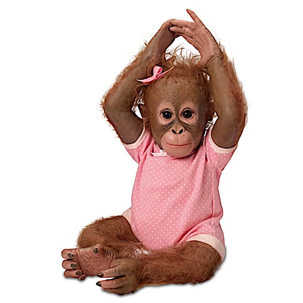 12 Borneo Southern Pig-Tailed Macaque Monkey Doll With Realistic