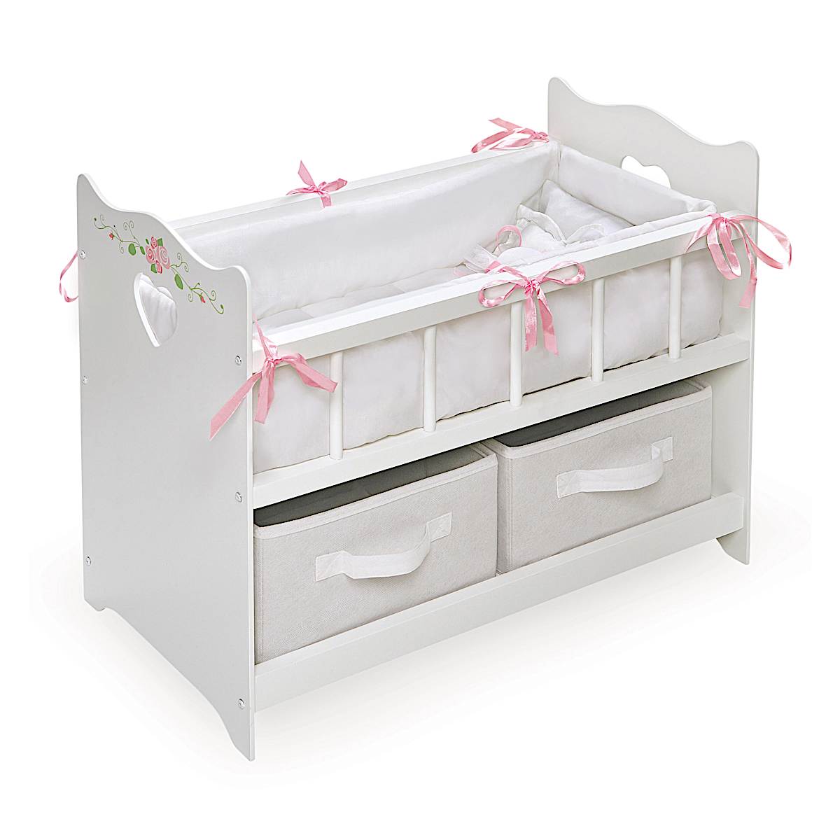 Large Wooden Doll Crib with Storage