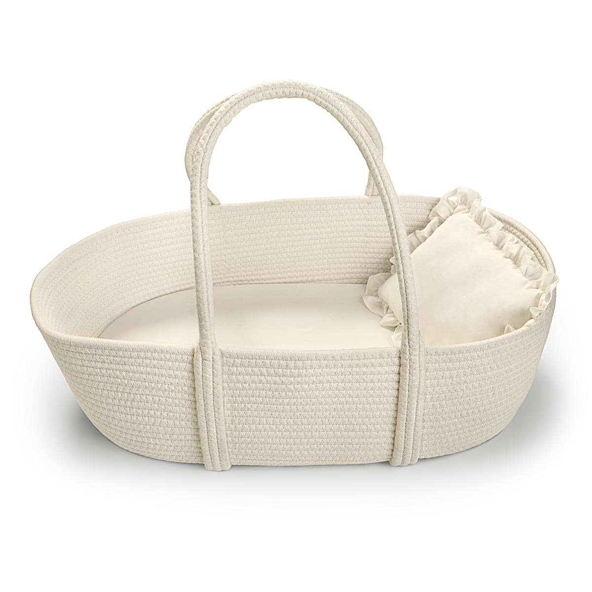 Moses White Rope Basket Doll Accessory With A Soft Pad And A