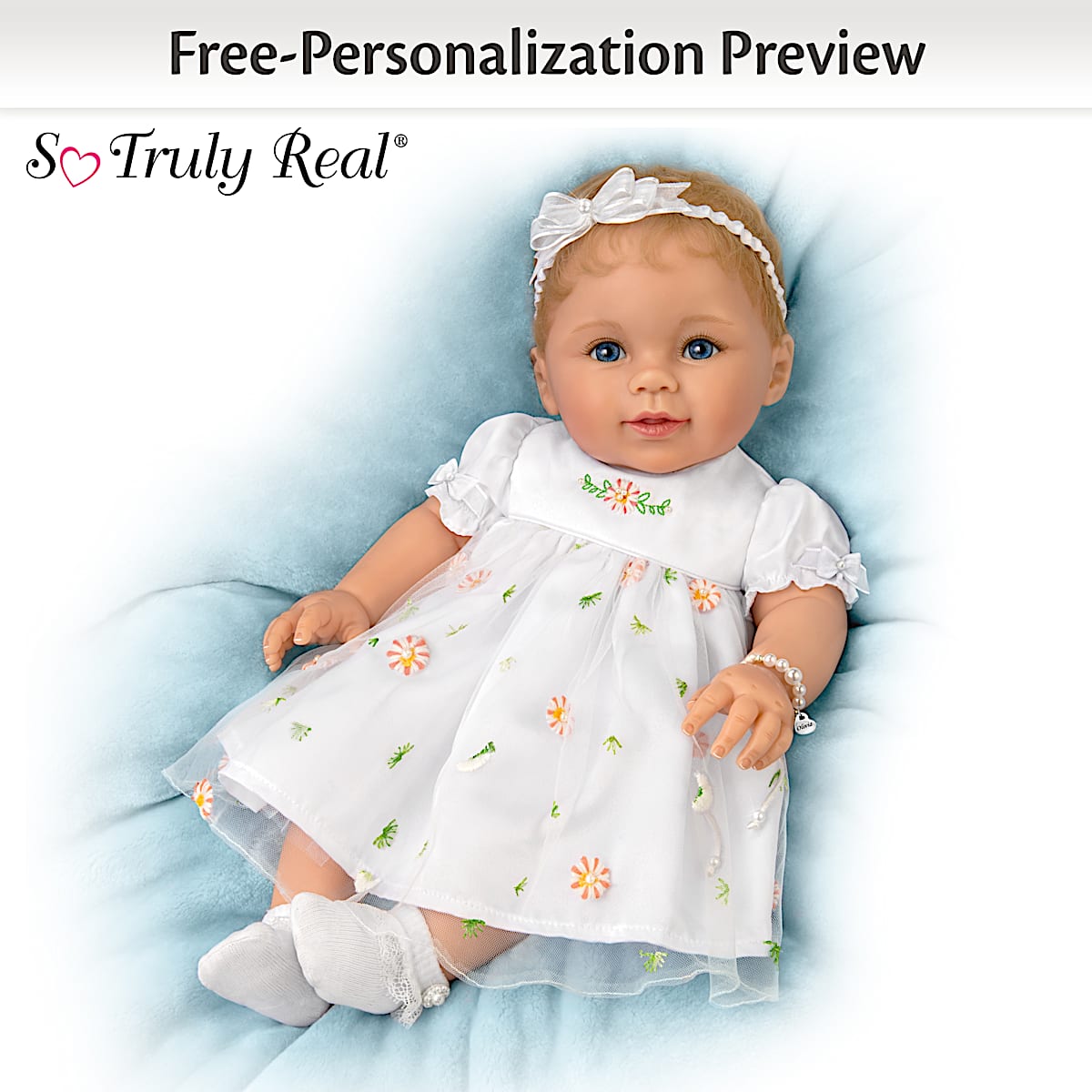 So Truly Real Grandmas Pearls Of Wisdom Vinyl Baby Doll By Artist Ping Lau With Personalized Bracelet Adjustable To Fit Your Granddaughters Wrist