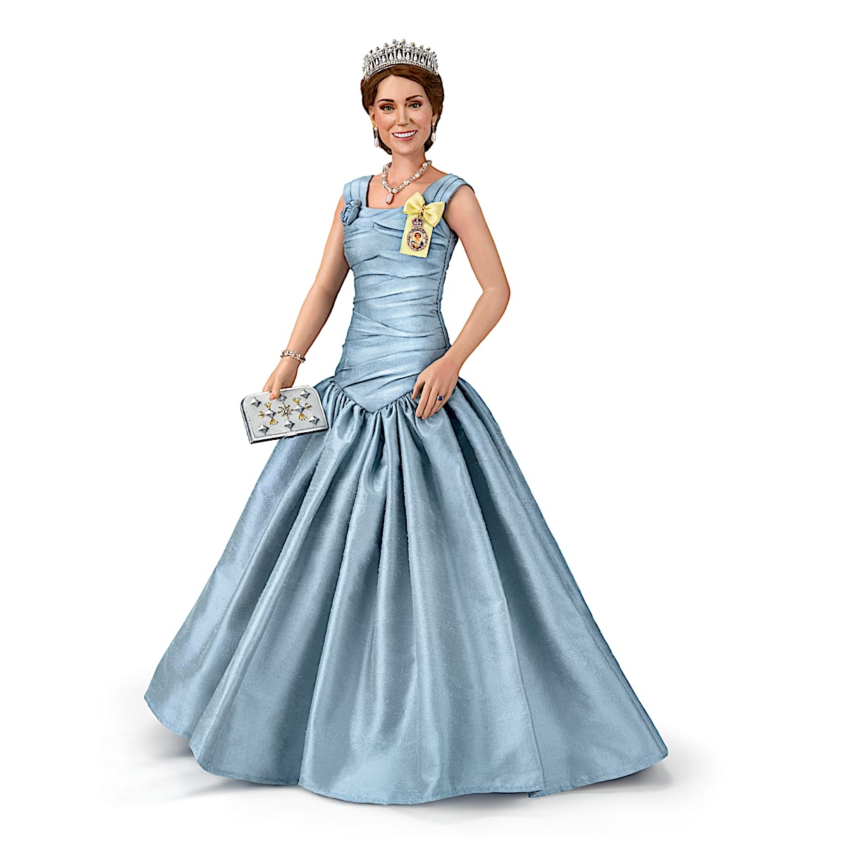 Catherine Princess Of Wales Portrait Doll Wearing A Gown Inspired By An Alexander McQueen Gown She Wore To A State Banquet
