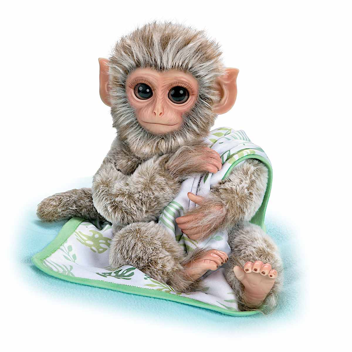 "Pilo" Lifelike Baby Borneo Macaque Monkey Doll With Blanket