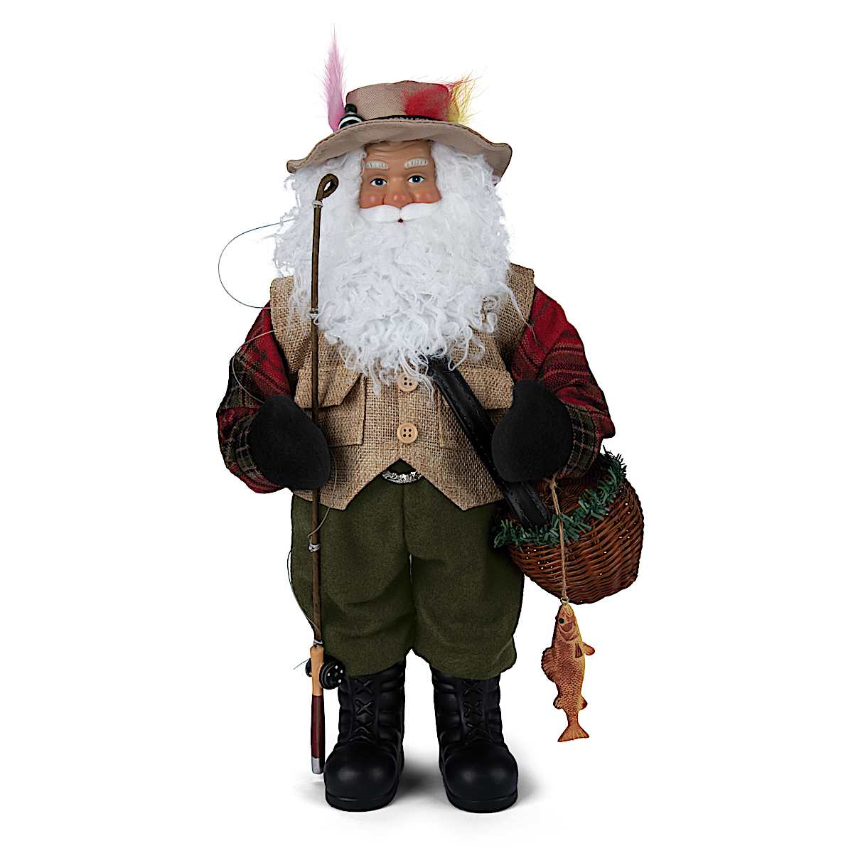 16 Tall Fly Fisherman Santa Doll Wearing A Tailored Fly-Fishing