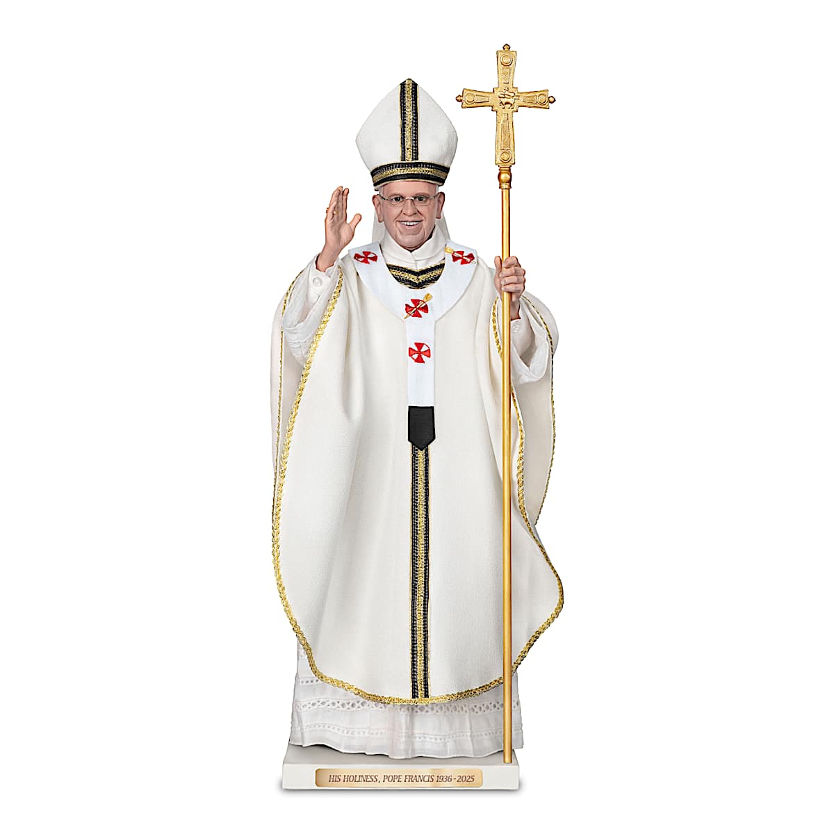 Pope Francis Hand Painted Portrait Figure Featuring Ceremonial