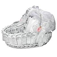 "Sweet Slumber" White Wicker Basket With Retractable Hood