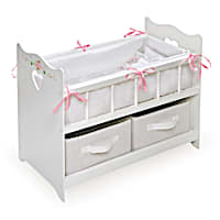 Baby Doll Crib With Pillow Set And Removable Baskets
