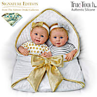 TrueTouch Silicone Twin Baby Dolls With Custom Bunting