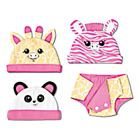 Animal Hats And Diaper Cover Baby Doll Accessory Set