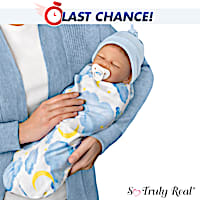 Boy Baby Doll "Ethan" With Swaddle & Hat By Waltraud Hanl