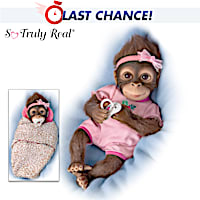 "Snuggle Suri" Lifelike Baby Monkey Doll With Custom Bunting