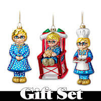 Mrs. Beasley Blown Glass Christmas Ornament Set