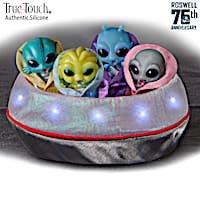 Miniature Alien Silicone Baby Collection With UFO Display